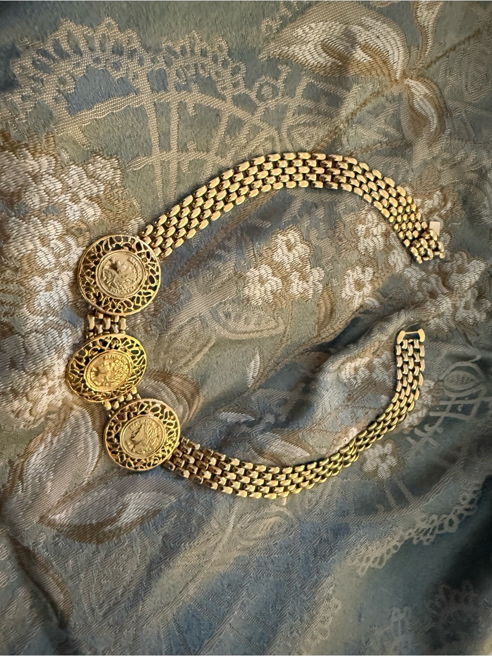 Vintage/Antique Coin Medallion Link Choker Necklace - Women Jewelry - Picture 2 of 12